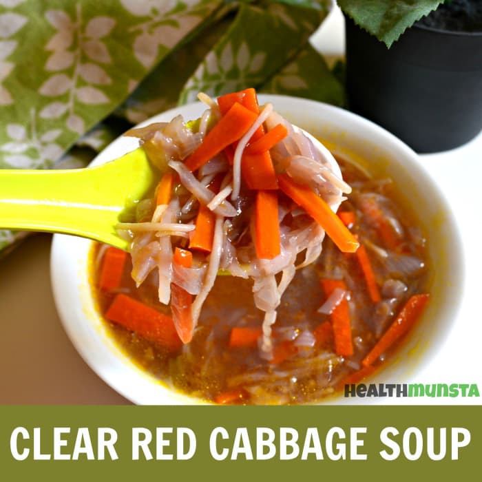 Try this healthy red cabbage soup with the tasteful addition of carrots, french beans and gluten-free pasta!