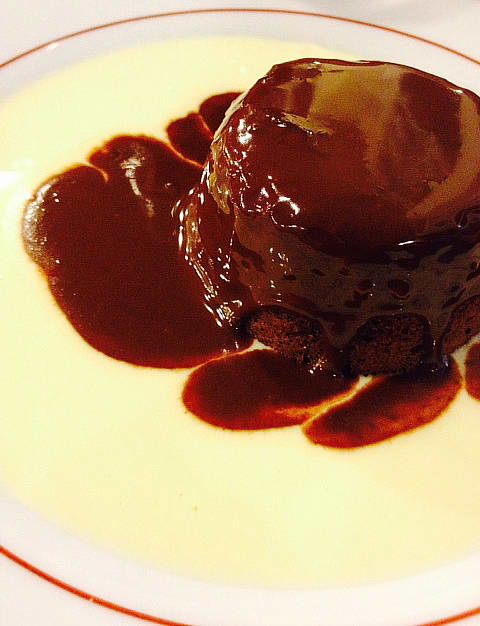 Moelleux au chocolat (chocolate lava cake) is another classic French dessert. This one is from a restaurant in southern France.