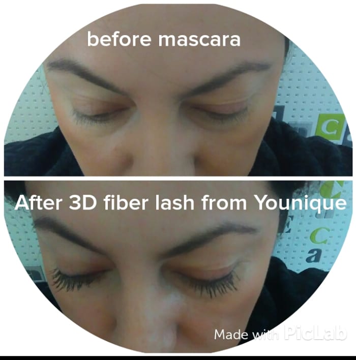 Before and after applying my Younique mascara. It only took a few minutes to go from "nah" to "wow"