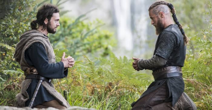 Ragnar learning Christian prayers from Athelstan, a highest form of respect Ragnar could bestow to his dearest friend