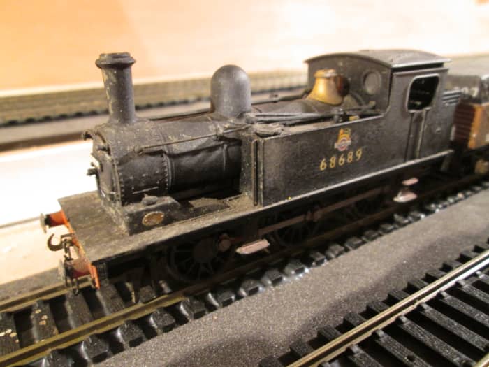 An only example I have of the Bachmann Branchlike J72, No. 68689 of Middlesbrough shed (51D) looks suitably careworn from standing out in the rain since the shed buildings lost all rooves to bombing in WWII