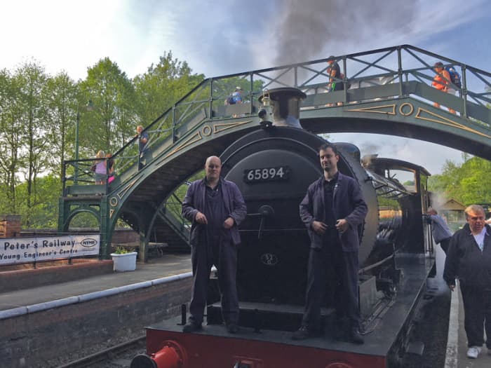 The crew and fellow NELPG works personnel take a bow near the front of the engine - see below for 'introductions' (Terry Newman)