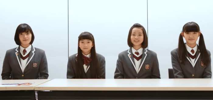 A few members of Sakura Gakuin and they are from left to right: Sara Kurashima, Tsugumi Aritomo, Yuzumi Shintani and Maaya Asou.