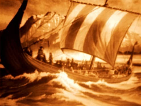 The Vikings fought strong currents to cross the North Sea using their superior strength and seamanship.