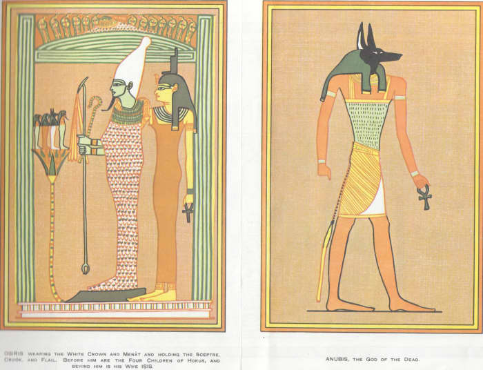 Left Picture - Osiris and his Wife Isis Right Picture - Anubis, The God Of The Dead