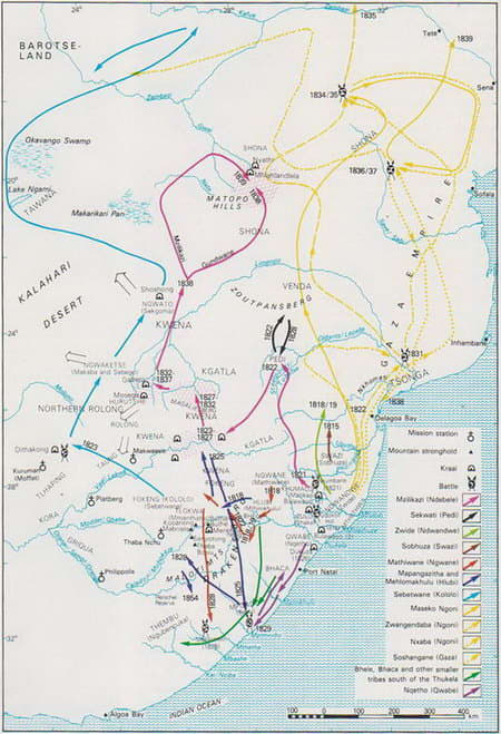 Tragedy on a vast scale struck southern Africa in the early 1800's. The event was named the Mfecane "the crushing" by the Nguni and Difaqane "the scattering of tribes" by the Sotho-Tswana. Europeans called the catastrophe the "Wars of Calamity". By 1