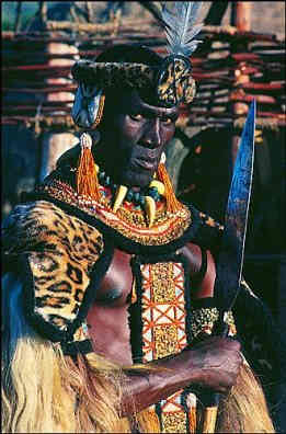 The main actor in Shaka Zulu is holding on to a spear akin to the one used by Shaka in real life-Large blade and short handle for close combat and maneuverability