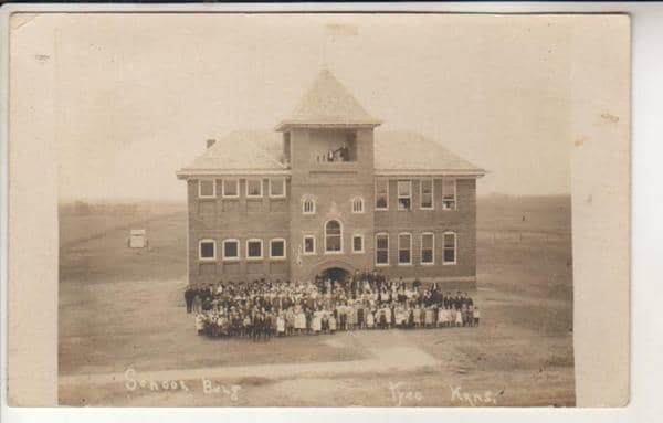 Jack Irwin says "There were 2 schools, this is the one that held upper grades and high school. Tyro High School closed in the spring of 1943."
