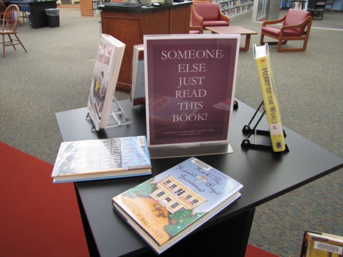A display at the Osceola County Public Library in Central Florida. There's a certain cachet to a book that someone else has just read.