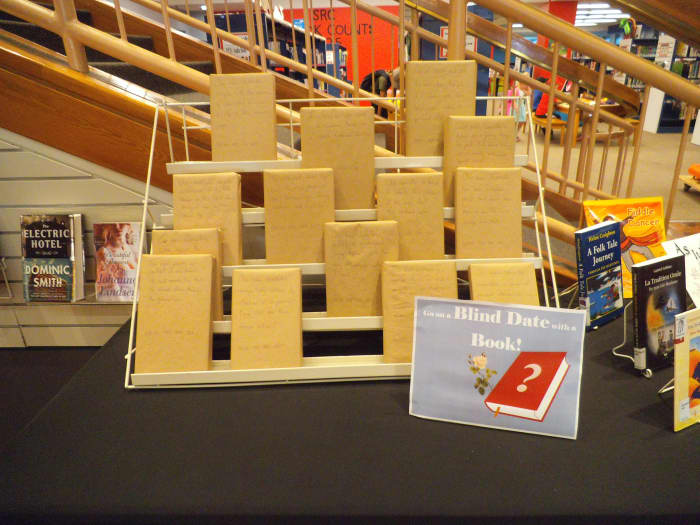 St. John's Public Library in New Brunswick, Canada - The books are wrapped in plain brown paper with a short description written on it. The reader doesn't know what title they might be getting.