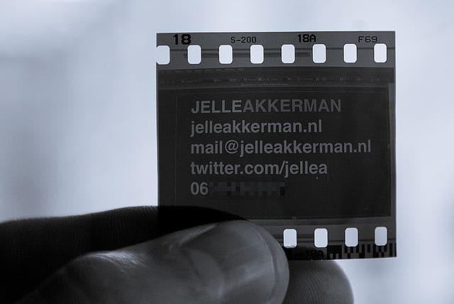 These business cards consist of a 'screenshot' of Illustrator on a 35mm negative. Fun and unique idea.