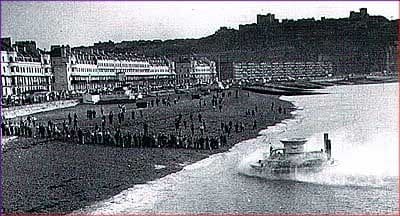 SR-N1 Hovercraft lands at Dover having completed the first crossing of the English Channel by hovercraft in a time of 2 hours