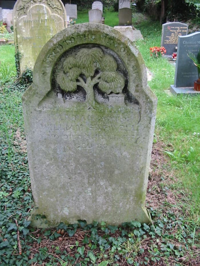 Hannah Sapwell died April aged 80 years (unfortunately the rest of the inscription has been eroded) buried in St. Andrews Church, Great Linford, Milton Keynes, Buckinghamshire, England