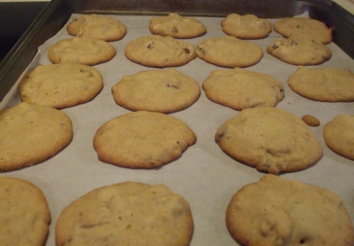 The edges should be lightly browned. Obviously, my Gramma did not use parchment paper under the cookies, but you can add that feature if you wish.