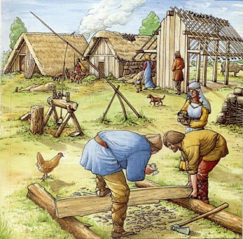 Working outdoors at the manor - repair or new building work was always there for the employment of craftsmen