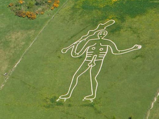 The Cerne Abbas giant, the design copied by Harold for his personal banner, the figure outlined in precious stones