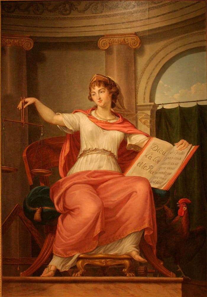 La Justice, from the late 1700's. The book has "God, The Law and King" on one page and the golden rule on the other. This "rule" has been recognized for a long time.