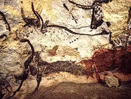 This painting depicts the now extinct ancestor of the domestic cow, the mighty auroch, an immense beast that was nearly 7 feet tall at the shoulder.