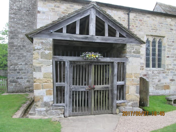 Close-up of the entrance porch on the south side of the church, a timeless monument tucked away from the hurly-burly of modern life