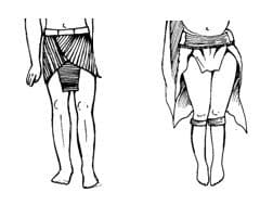 Pharaonic skirt compared with ceremonial attire of a Kikuyu woman. A Kikuyu woman is not allowed to show her thighs but it seems there were occasions when this particular attire was worn, perhaps in a dance.