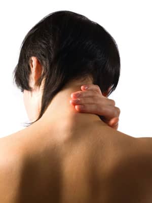This woman's neck is clearly in dire need of a hot shower, or maybe her shower nozzle is just too low...