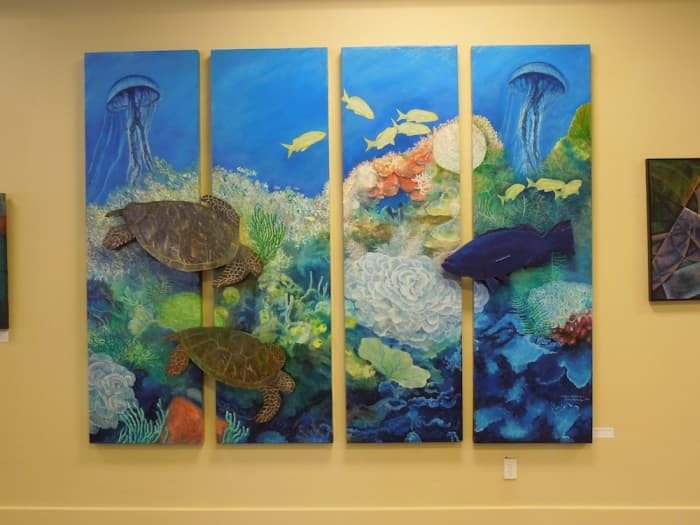 "Figi Afternoon" by Rebecca Erbstoesser and Tracy Schalwitz, oil on panels