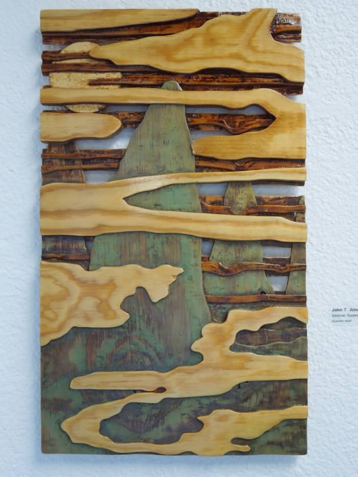 John T. Jones: "Sentinel Sisters" -- A Plywood Relief, was on display at the first Phantom Project in San Luis Obispo on February 3, 2012