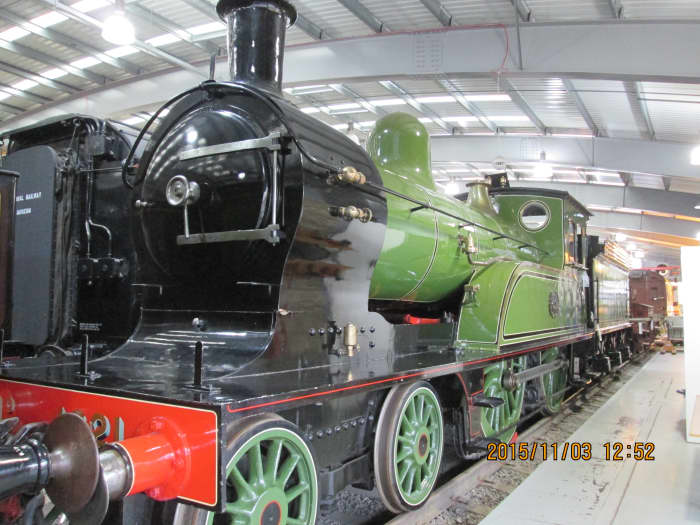 North Eastern Railway Class M No.1621 basks in the light of the large windows and overhead lighting