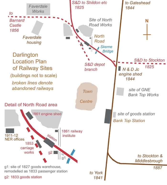 Location of Head of Steam exhibition at North Road, Darlington - within a mile of Bank Top Station and reached by train within minutes - take the same service onward to Shildon