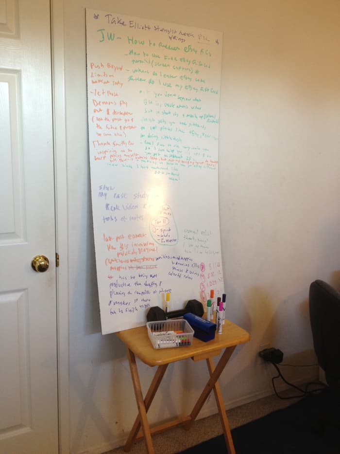 The Ghetto Version: Put Your Board on top of a Table & Stick a Dumbbell so It Doesn't Slide Off! (Genius, I know! ;)