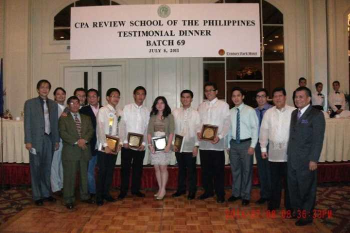 Testimonial dinner of CPA Board Passers and Topnotchers with renowned reviewer and book author, Conrado Valix (2nd person from the right).