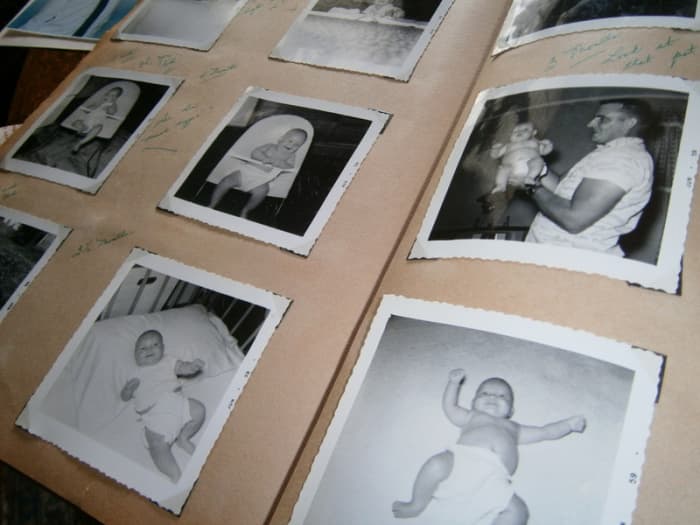 All you younger Moms note the cloth diapers we used back then. They had to be washed, dried and folded!