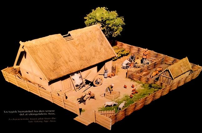 Again at Aarhus, the 'steading' of a wealthy Dane. He might be a 'Hold' (a major landowner farmer) or a merchant. Aarhus, as Hedeby and Ribe was a centre of trade in Jylland, situated across the narrows from Fyn and across the Kattegat from Halland