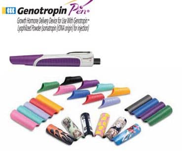 Appealing to kids - the Genotropin pen kit allows for various decorativev cases to help improve the appearance of the injection device.