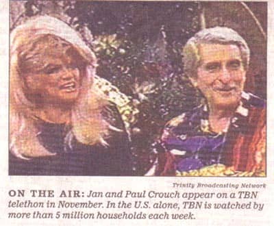 Jan and Paul Crouch- leaders of the Trinity Broadcasting Network during the "Sounds of Hell Ministry"