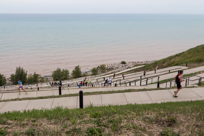 5K participants finishing up the latest stretch of the race during the 2015 Lake Moon Festival.