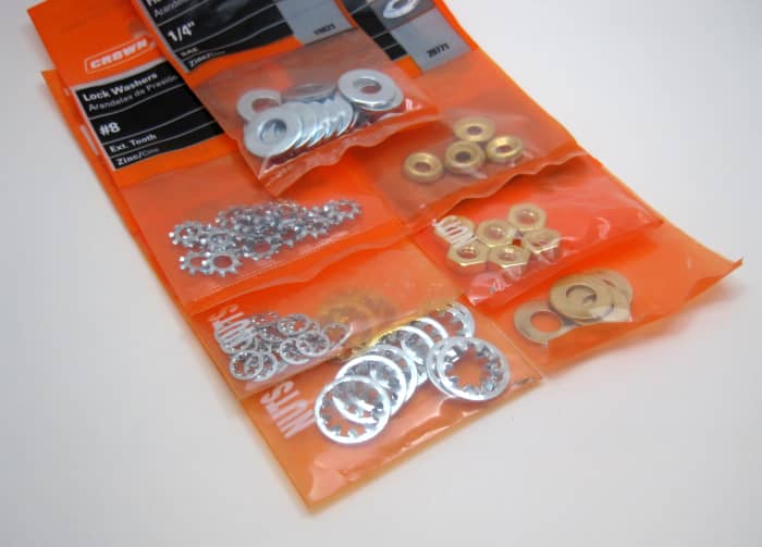 I bought these hardware packs from Home Depot. They were just under $1.00 each.