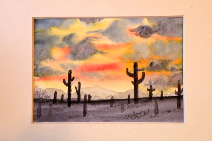 This watercolor of a desert sunset can be a beginner's watercolor project.