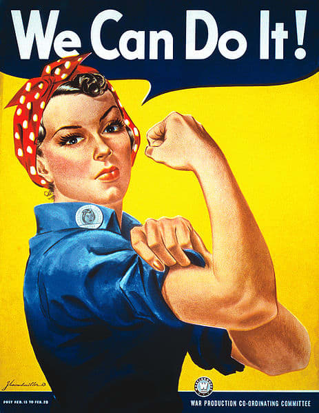 J Howard Miller's iconic poster is often confused with Norman Rockwell's Rosie the Riveter.