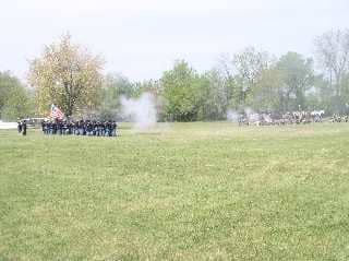 Infantry units engaged in an exchange of fire before the main attack at June 2006 Reenactment