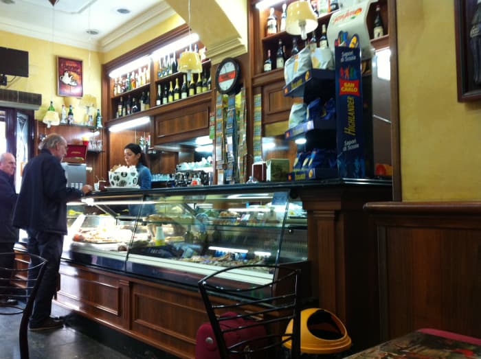 A coffee shop bar across from the church for a rest room break, a cappuccino or a phone call!