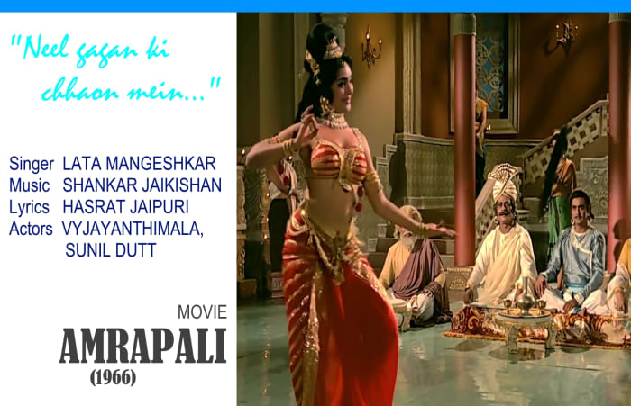"Neel gagan ki chhaon mein..", one of the best ever song-dances of Bollywood in Raag Bhupali, featuring Vyjayanthimala, one of the best dancers in the history of Bollywood, from the movie, 'AMRAPALI' (1966).