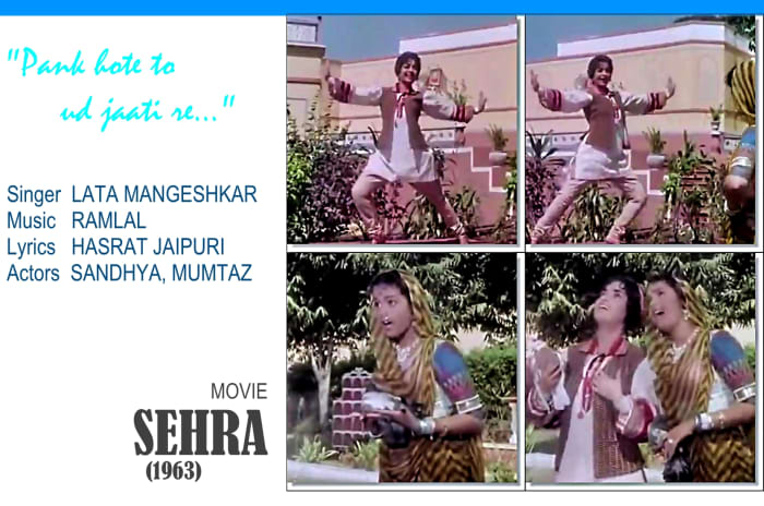 Sandhya and Mumtaz feature in "Pankh hote to ud jaati re..", one of the most melodious Bollywood songs ever composed in Raag Bhupali, in the movie, 'SEHRA' (1963), sung by Lata Mangeshkar
