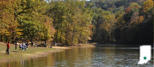 The park is a popular tourist spot during the Fall season due to the colorful leaves that cover the rollling hills of Indiana.