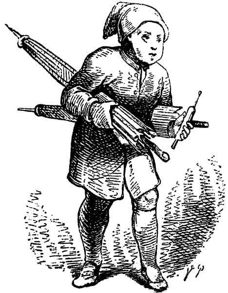 This is a depiction of the Sandman drawn by Vilhelm Pedersen for the 1841 Hans Christian Andersen's folktale Ole Lukøje.