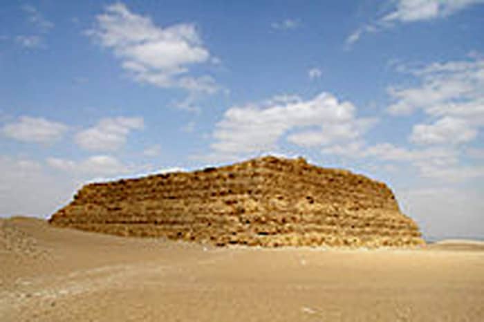 A simple mastaba - Before and after Imhotep these blocks or platforms of stones often covered the entrance to Nobles' tombs. The mastaba however, lacked the impressiveness which Pharaoh Djoser craved