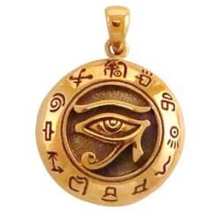 This bronze Egyptian pendant modelled on the Udjat Eye of Horus Ra is a good example of the sun energy jewellery and is available from Amazon.