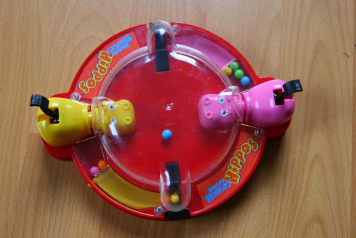 This travel Hungry Hungry Hippo game was a favorite travel toy for our two year old.