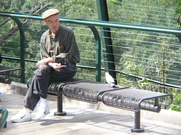 Older man on a park bench