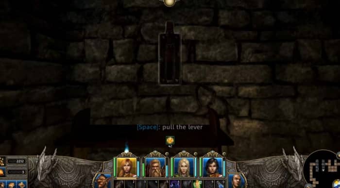 The location of the important levers are in the two straight rooms (coloured grey in the mini map on the right bottom corner). Reach them and activate the levers to get to castle portmeyron level 2.